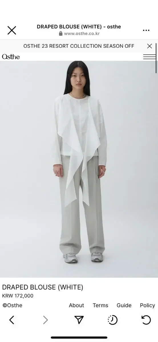 osthe 오스더 DRAPED BLOUSE (WHITE)